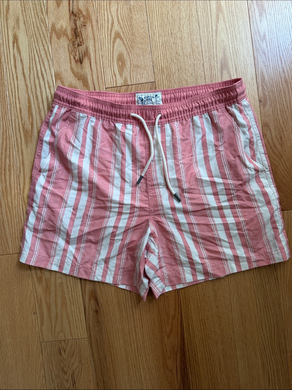 American Eagle Outfitters Coral and White Swim Shorts